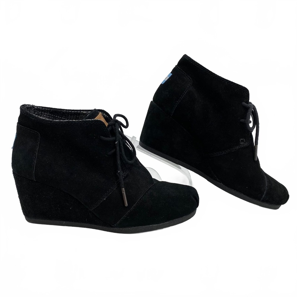 Toms Black Suede Wedge Ankle Booties | Women’s US 7.5